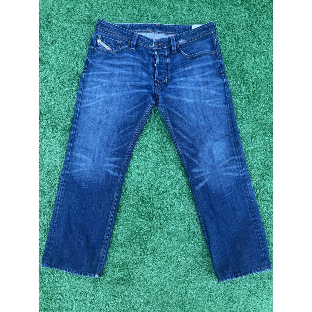 Diesel Larkee Regular Straight Leg Jeans Mens W34 L30 Blue Wash 0806W Button Fly